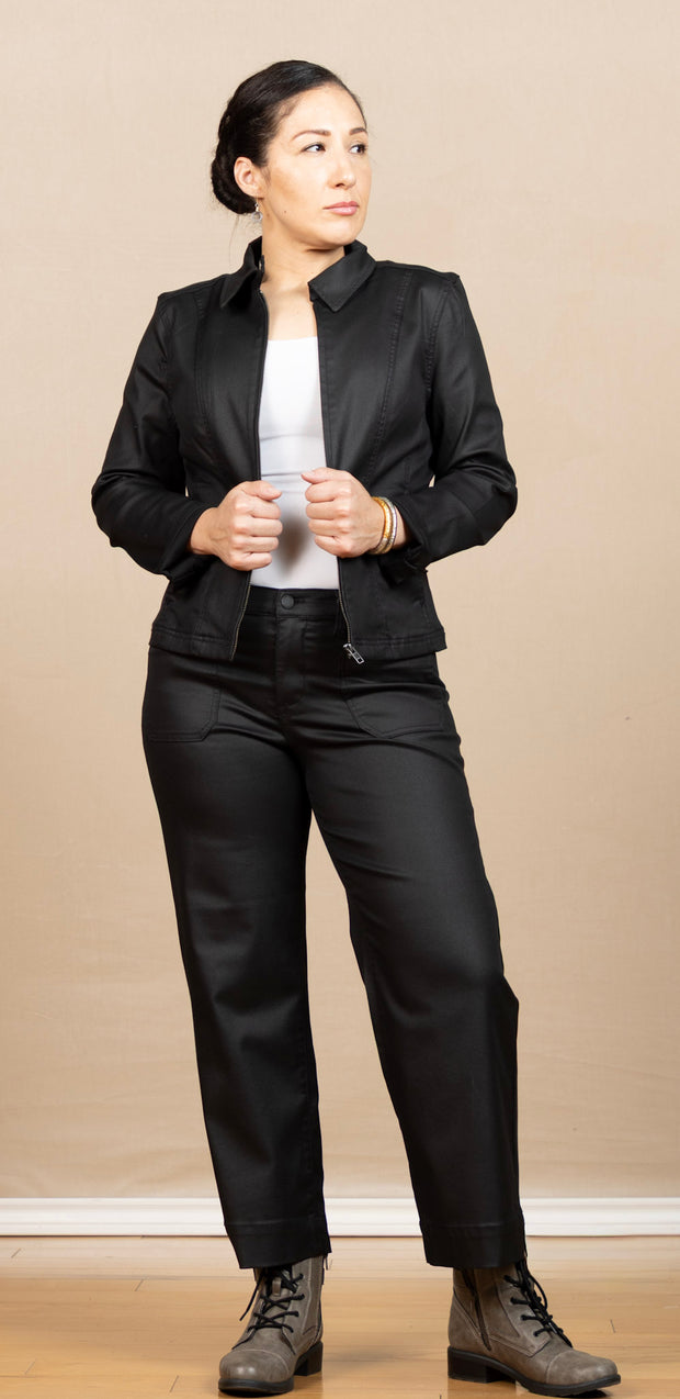 90's Zip Front Jacket Black Coated