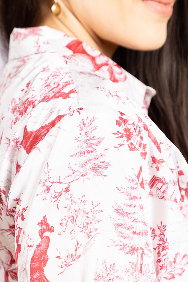 Emery Top Red Santa Toile