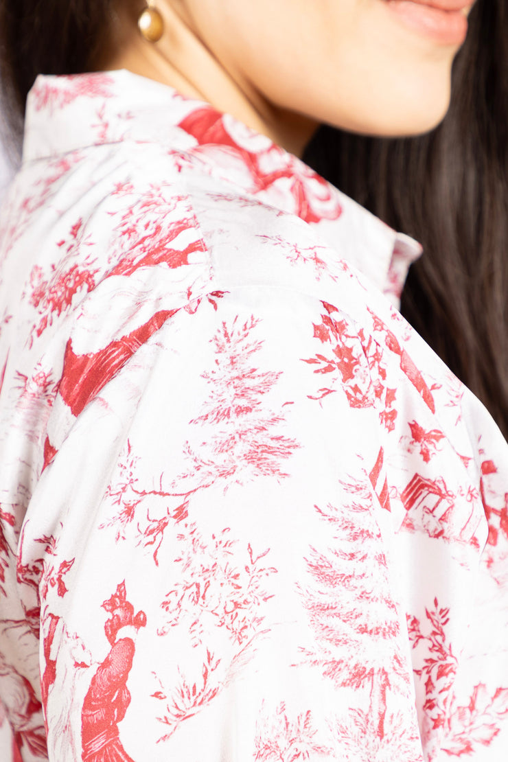 Emery Top Red Santa Toile