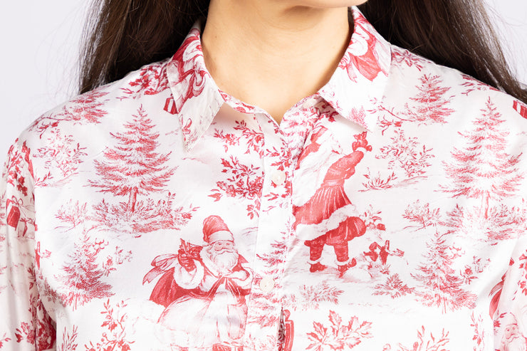 Emery Top Red Santa Toile