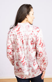 Emery Top Red Santa Toile
