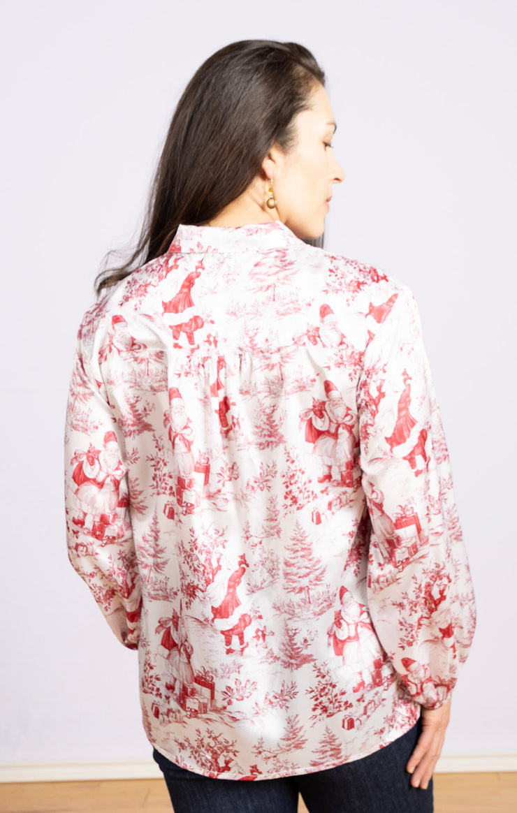 Emery Top Red Santa Toile