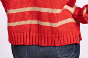Petra Striped Zip Top Red Ginger/ Latte