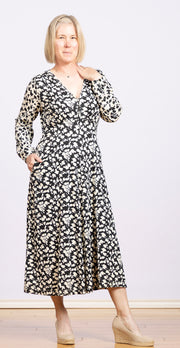 Megan Dress Black Print, long sleeve