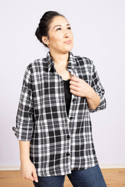 Flannel Button Down Black, Long Sleeve