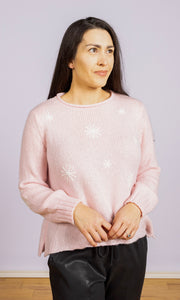 Mini Snow Flake Crew Arctic Pink/ Pure Snow, Long Sleve