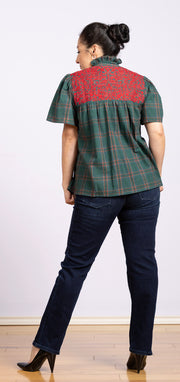 Helen Top Green Plaid