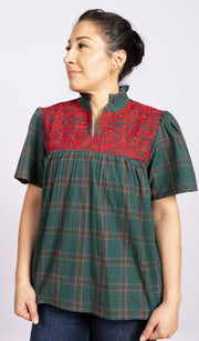 Helen Top Green Plaid