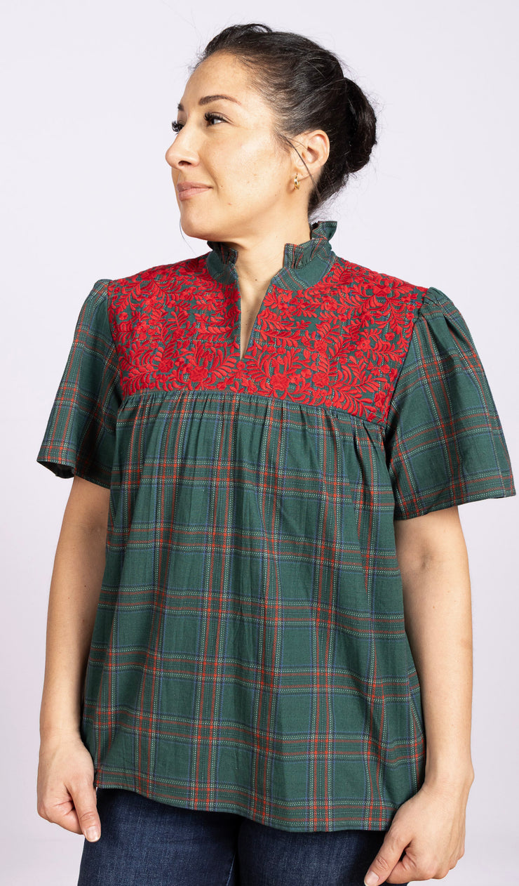 Helen Top Green Plaid
