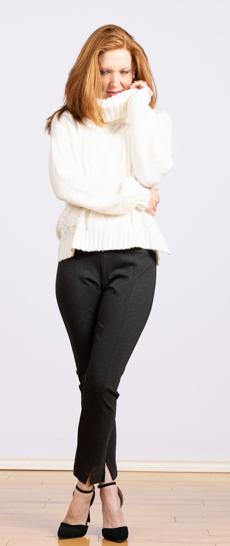 Sophie Cable T Neck Pure Snow