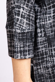 Cowl Fleece Pullover Black Print