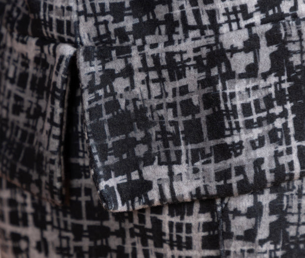 Cowl Fleece Pullover Black Print