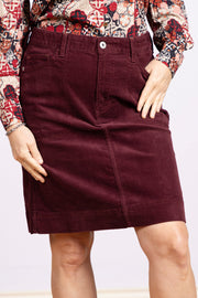 Tia Cord Skirt Dark Plum, Pockets