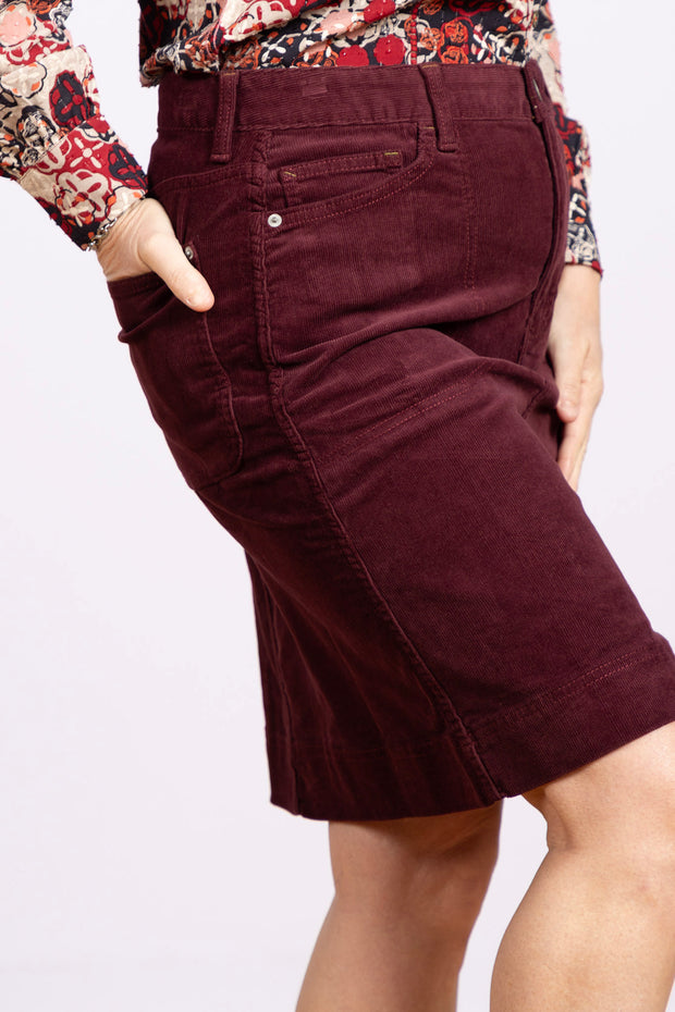 Tia Cord Skirt Dark Plum