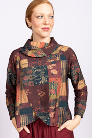 Short Jacket Wine Print, Long Sleeve