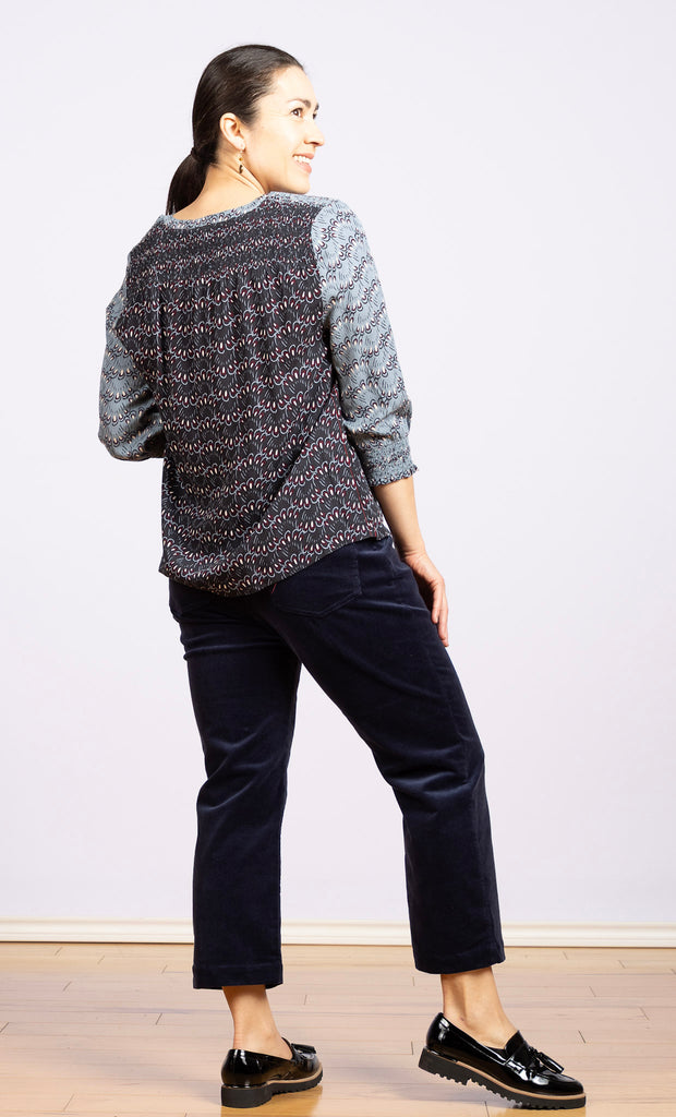 May Mixed Print Top Blue Multi