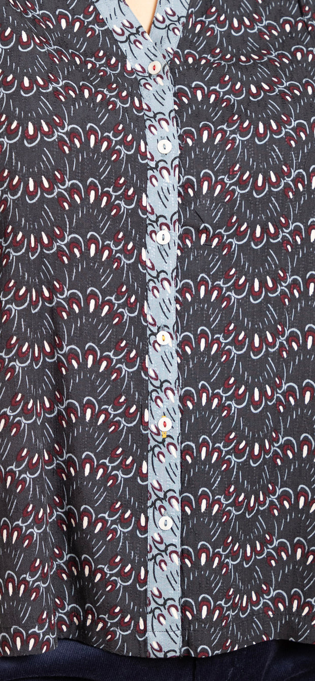 May Mixed Print Top Blue Multi