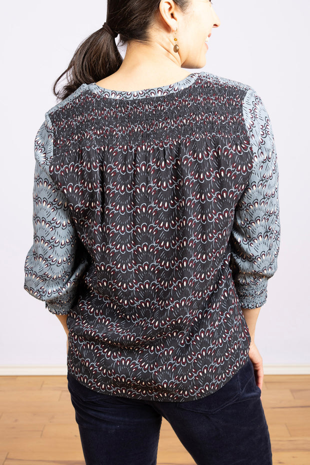 May Mixed Print Top Blue Multi