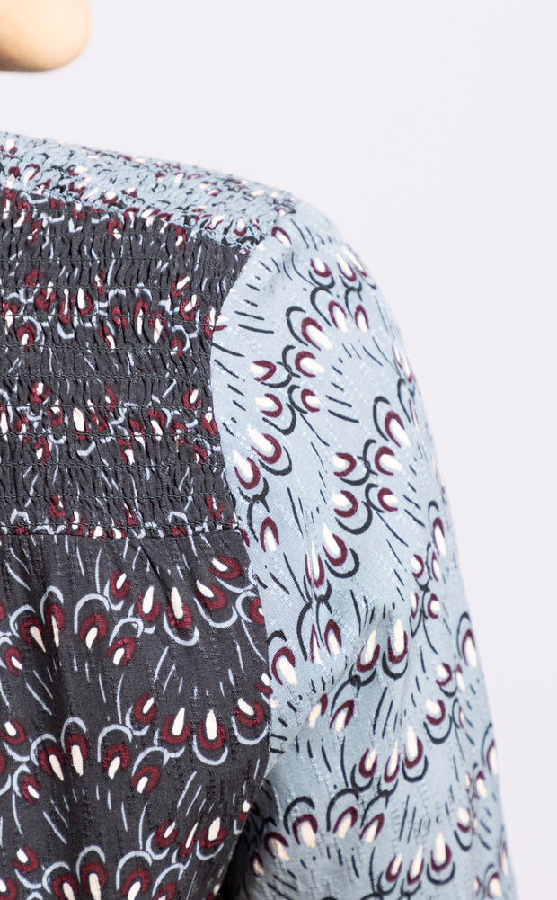 May Mixed Print Top Blue Multi