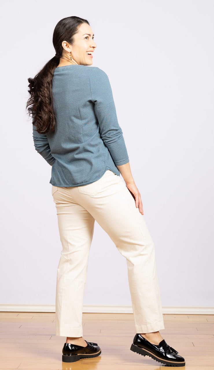 Clara Sparkle Top Long Sleeve Mid Blue