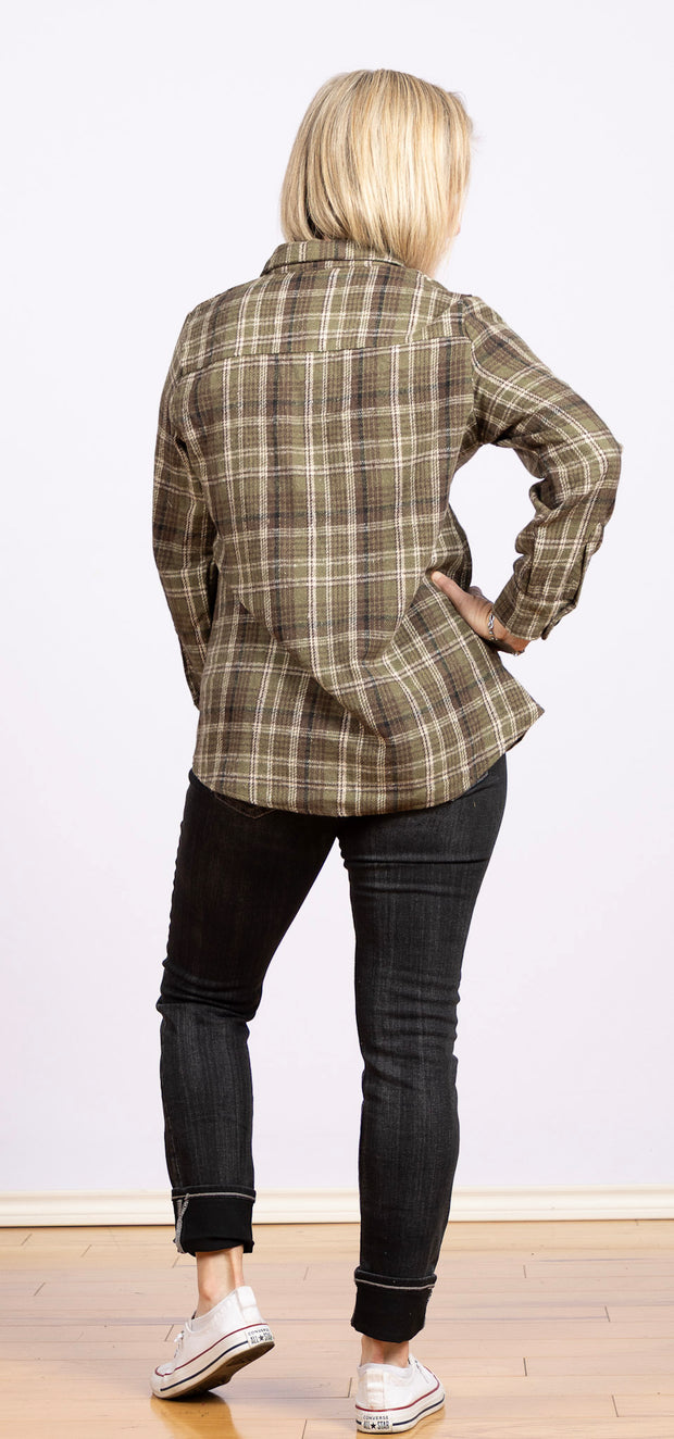 Flannel Button Down Olive