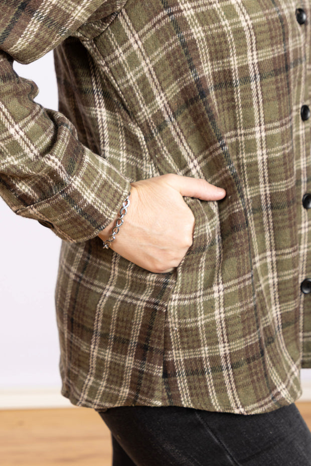 Flannel Button Down Olive