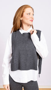 Side Tie Vest Charcoal, Sleeveless