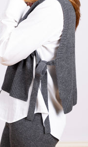 Side Tie Vest Charcoal