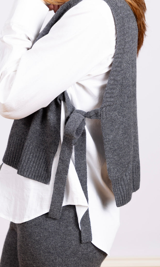 Side Tie Vest Charcoal