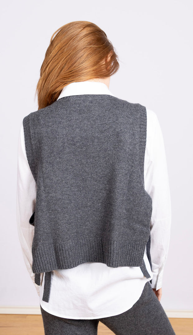 Side Tie Vest Charcoal