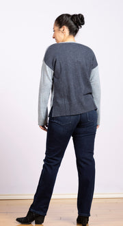 Lily V Jumper Sweater Blue Multi