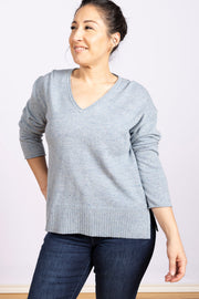 Lily V Jumper Sweater Blue Multi, V-Neck