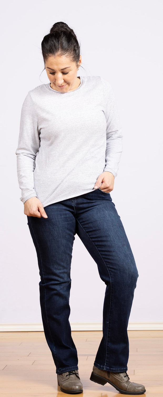 long sleeve tee with thin sparkle stripe
