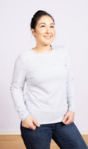 Clara Sparkle Top Long Sleeve Ivory, Crew Neck