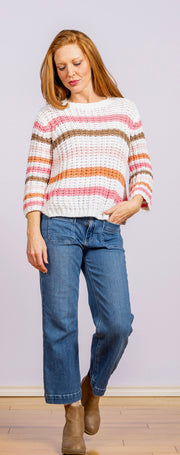 Ariel Striped Cropped Breaker White