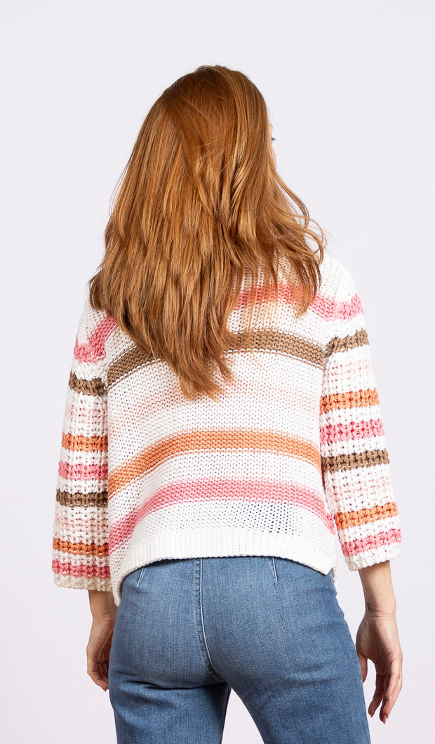 Ariel Striped Cropped Breaker White