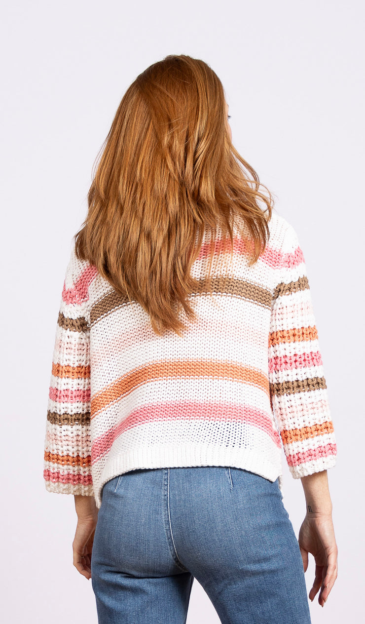 Ariel Striped Cropped Breaker White