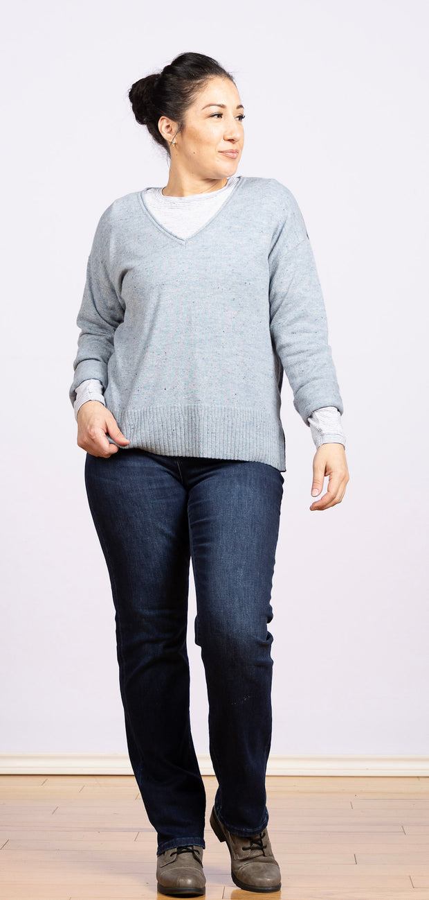 Lily V Jumper Sweater Blue Multi