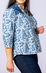 Jane Top Blue Santa Toile