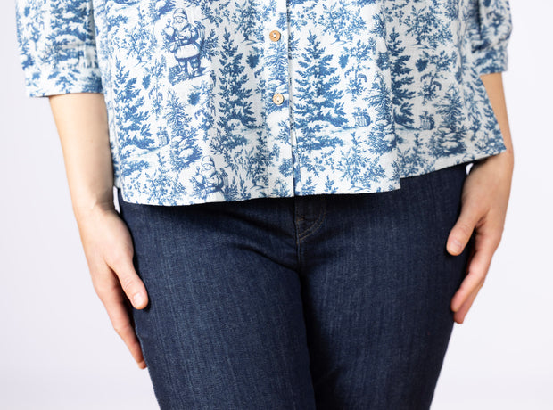 Jane Top Blue Santa Toile