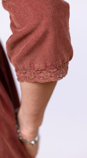 Happy Mushroom Corduroy Dress Sunwashed Maroon