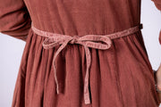 Happy Mushroom Corduroy Dress Sunwashed Maroon