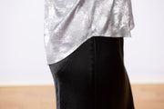 Flowy Wide Collar Button Down Silver Distress