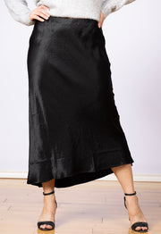 Sleek Bias Maxi Skirt Black, Long