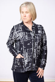 Side Zip Jacket Black Print, Long Sleeve
