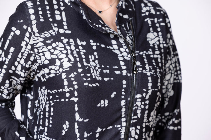 Side Zip Jacket Black Print