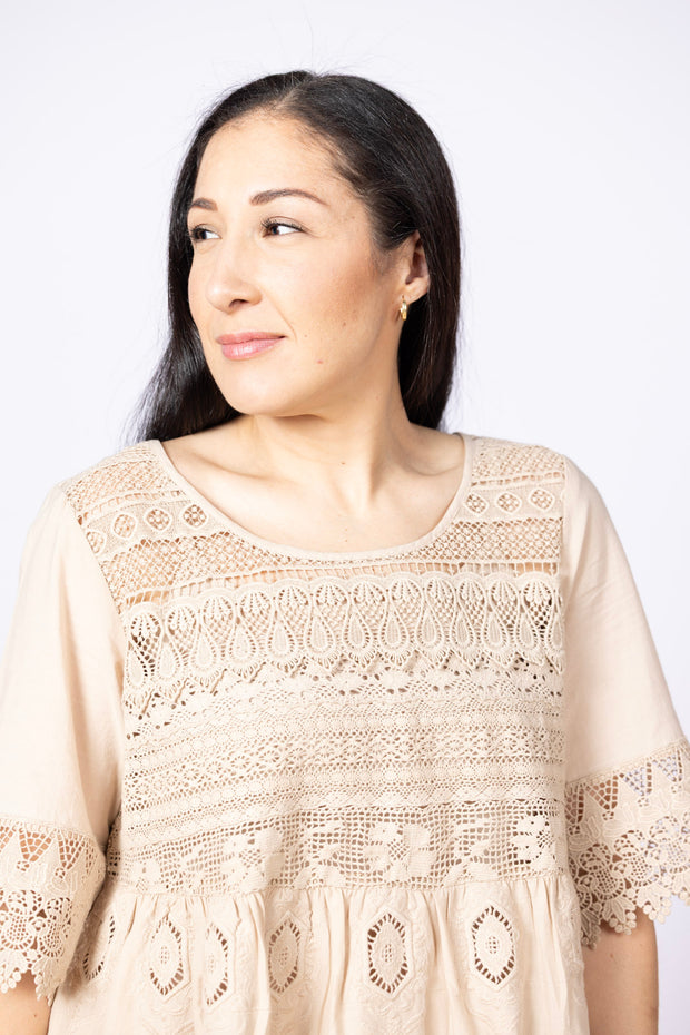 Treasured Lace Tunic Dress Antique