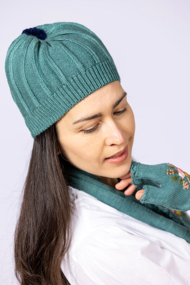 Belle Knit Hat Teal, 
