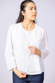 Ariel's Eyelet Blouse White, Crochet Trim