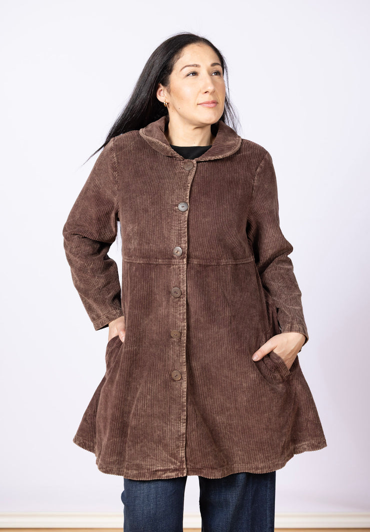 Farmer's Market Corduroy Jacket  Dark Brown, Rounded Collar